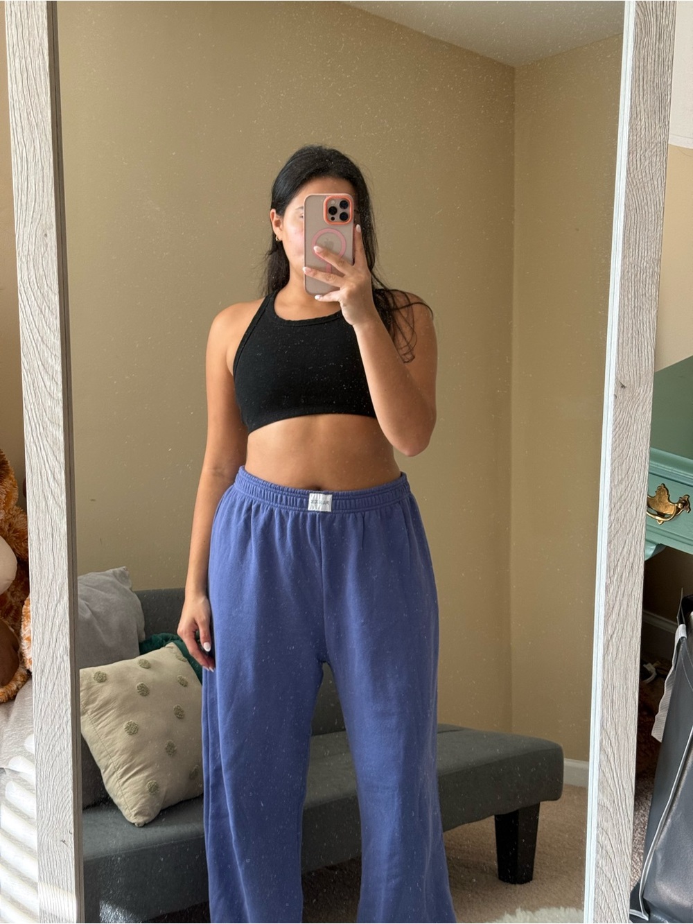 Parke  Blue Sweatpants - Soft Elastic Waist Bottoms - Picture 3 of 5